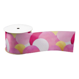 水彩鮮やか絵を描春の花 サテンリボン