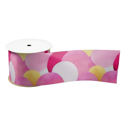 水彩鮮やか絵を描春の花 サテンリボン (リール)