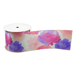 水彩鮮やか絵を描春の花 サテンリボン