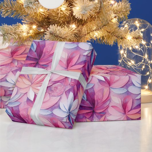 水彩鮮やか絵を描春の花 ラッピングペーパー (クリスマス)