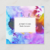 水彩鮮カラフルやかなテクスチャQRコード スクエア名刺 (正面)