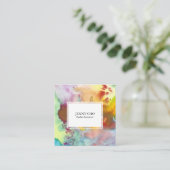 水彩鮮カラフルやかなテクスチャQRコード スクエア名刺 (スタンド正面)