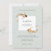 水彩鯉コイ魚結婚式招待状 招待状 (正面)