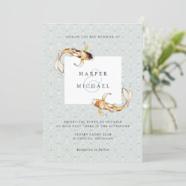 水彩鯉コイ魚結婚式招待状 招待状