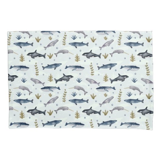 水彩鯨物語 枕カバー (正面)