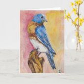 水彩鳥あいさつ空白のきカード カード (黄色い花)