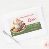 水彩鳥かわいいクリスマスクッキー 長方形シール (封筒)