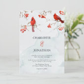水彩鳥と果実の冬エレガントの結婚式 招待状 (スタンド正面)