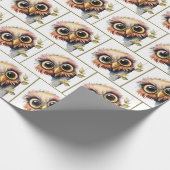 水彩鳥のぞきのまわりに木 ラッピングペーパー (角)