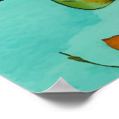 水彩鳥のウォールアート ポスター (角)