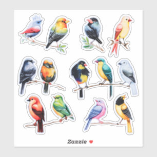 水彩鳥のスクラップブック文具 シール