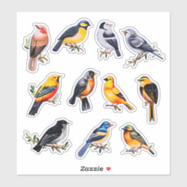 水彩鳥のスクラップブック文具 シール