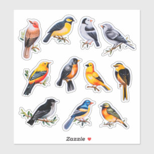 水彩鳥のスクラップブック文具 シール