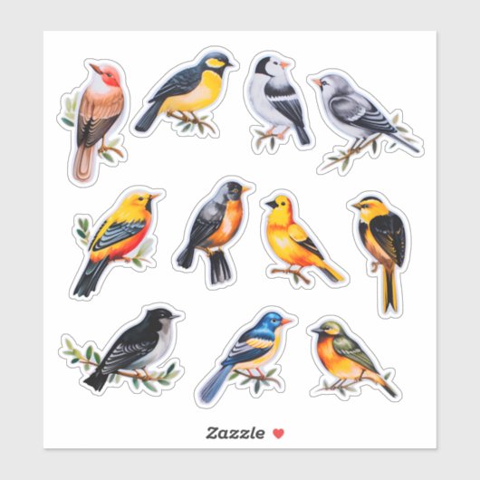 水彩鳥のスクラップブック文具 シール (シート)