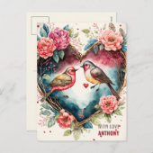 水彩鳥の休日はがき シーズンポストカード (正面/裏面)