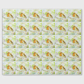 水彩鳥の包装紙 ラッピングペーパー (フラット)