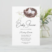 水彩鳥の巣と卵の赤ちゃんシャワー 招待状 (スタンド正面)