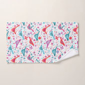 水彩鳥の庭のフローラティール(緑がかった色) バスタオルセット (ハンドタオル)