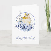 水彩鳥の母の日 カード (正面)