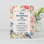 水彩鳥の牡丹チノワズリー庭園の結婚式 招待状 (スタンド正面)