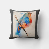 水彩鳥の絵画キャンバスの壁アートブルーバード クッション (裏面)