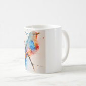 水彩鳥の絵画キャンバスの壁アートブルーバード コーヒーマグカップ (正面右)