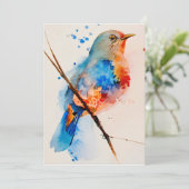 水彩鳥の絵画キャンバスの壁アートブルーバード サンキューカード (スタンド正面)