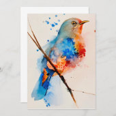 水彩鳥の絵画キャンバスの壁アートブルーバード サンキューカード (正面/裏面)