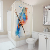 水彩鳥の絵画キャンバスの壁アートブルーバード シャワーカーテン (インサイチュ)