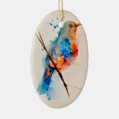 水彩鳥の絵画キャンバスの壁アートブルーバード セラミックオーナメント (右)