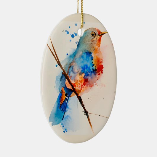 水彩鳥の絵画キャンバスの壁アートブルーバード セラミックオーナメント (右)