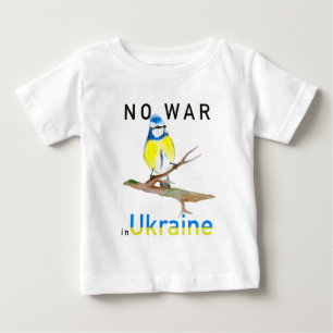 水彩鳥ウクライナ戦争なしラップトップスリーブ国連 ベビーTシャツ