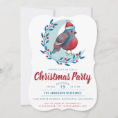 水彩鳥オンムーンクリスマスパーティー 招待状 (正面)