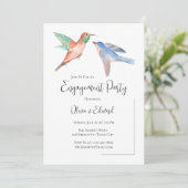 水彩鳥カップルかわいらし婚約パーティ 招待状 (スタンド正面)
