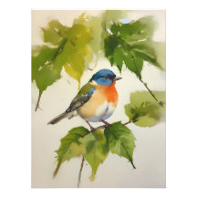 水彩鳥カラフルアート – 手絵を描型