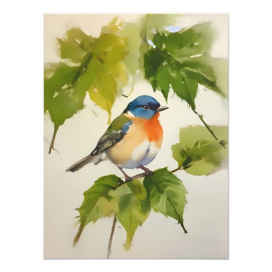 水彩鳥カラフルアート – 手絵を描型 フォトプリント            (正面)