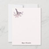 水彩鳥スタイリッシュトレンディーフェミニン赤面ピンク ノートカード (正面)