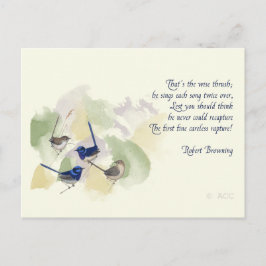 水彩鳥ロバート・ブラウニング詩 ポストカード
