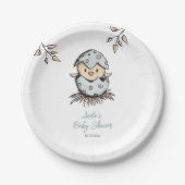水彩鳥巣赤ちゃん男女兼用シャワー ペーパープレート (正面)