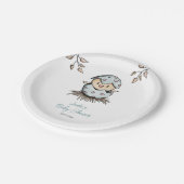 水彩鳥巣赤ちゃん男女兼用シャワー ペーパープレート (アングル)