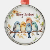 水彩鳥族動物野生動物自然芸術 メタルオーナメント (正面)