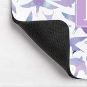 水彩鳥模様とモノグラム マウスパッド (コーナー)