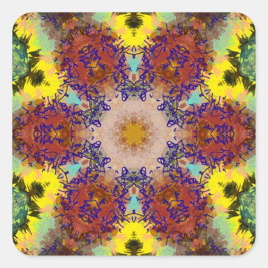 水彩鳥絵画色調和 スクエアシール (正面)