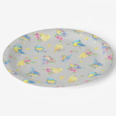 水彩鳥花のチャームパターン ペーパープレート (アングル)