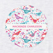 水彩鳥花名前をカスタムするラベル ラベル (デザイン1)