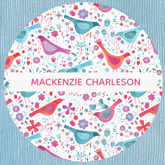 水彩鳥花名前をカスタムするラベル ラベル