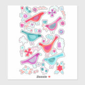 水彩鳥花 シール (シート)
