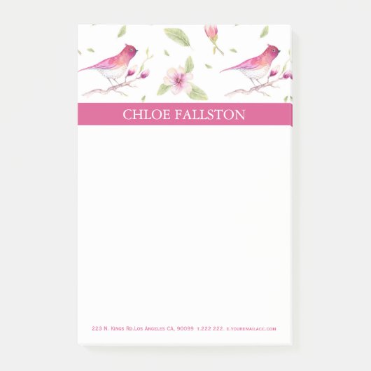 水彩鳥花 ポストイット (正面)