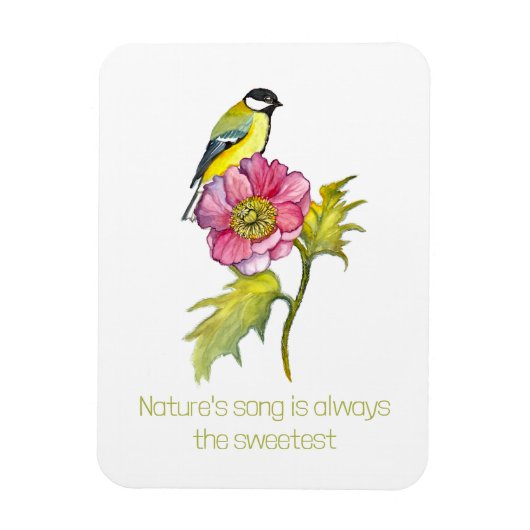 水彩鳥花 マグネット (縦)