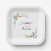 水彩鳥類紙プレート ペーパープレート (正面)